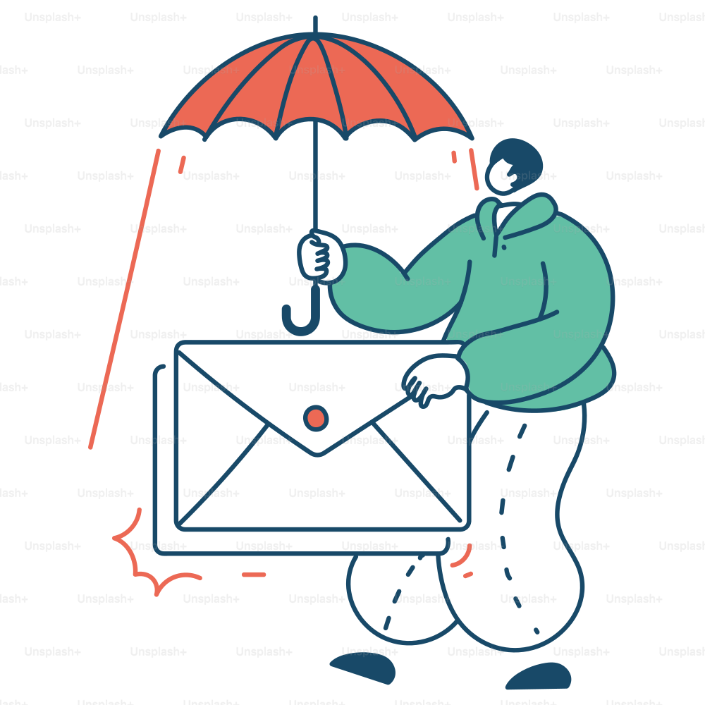 Proteger a correspondência da chuva com um guarda-chuva.