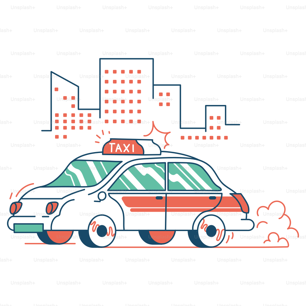 Un taxi attraversa la città.