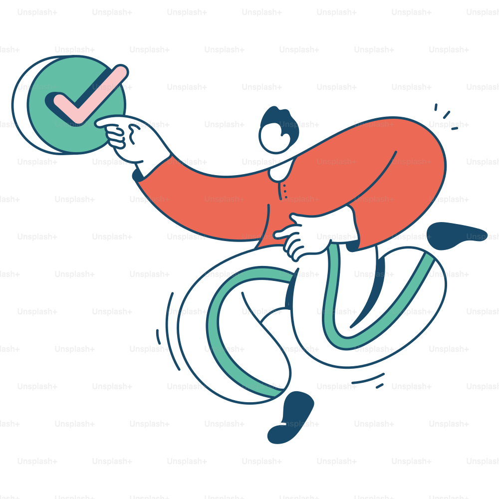 Person gives a checkmark, indicating approval or success.