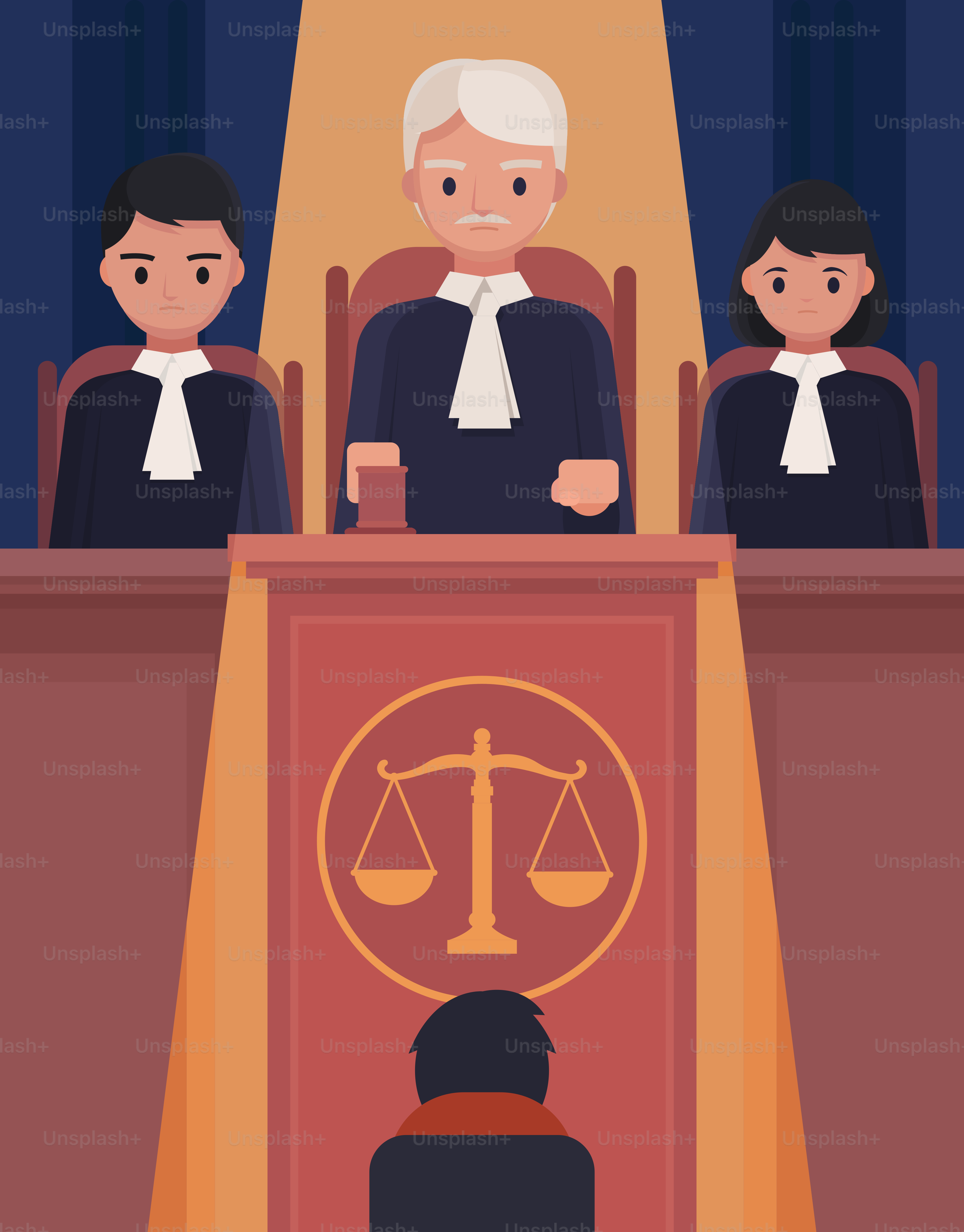 The judge is hearing a court case.