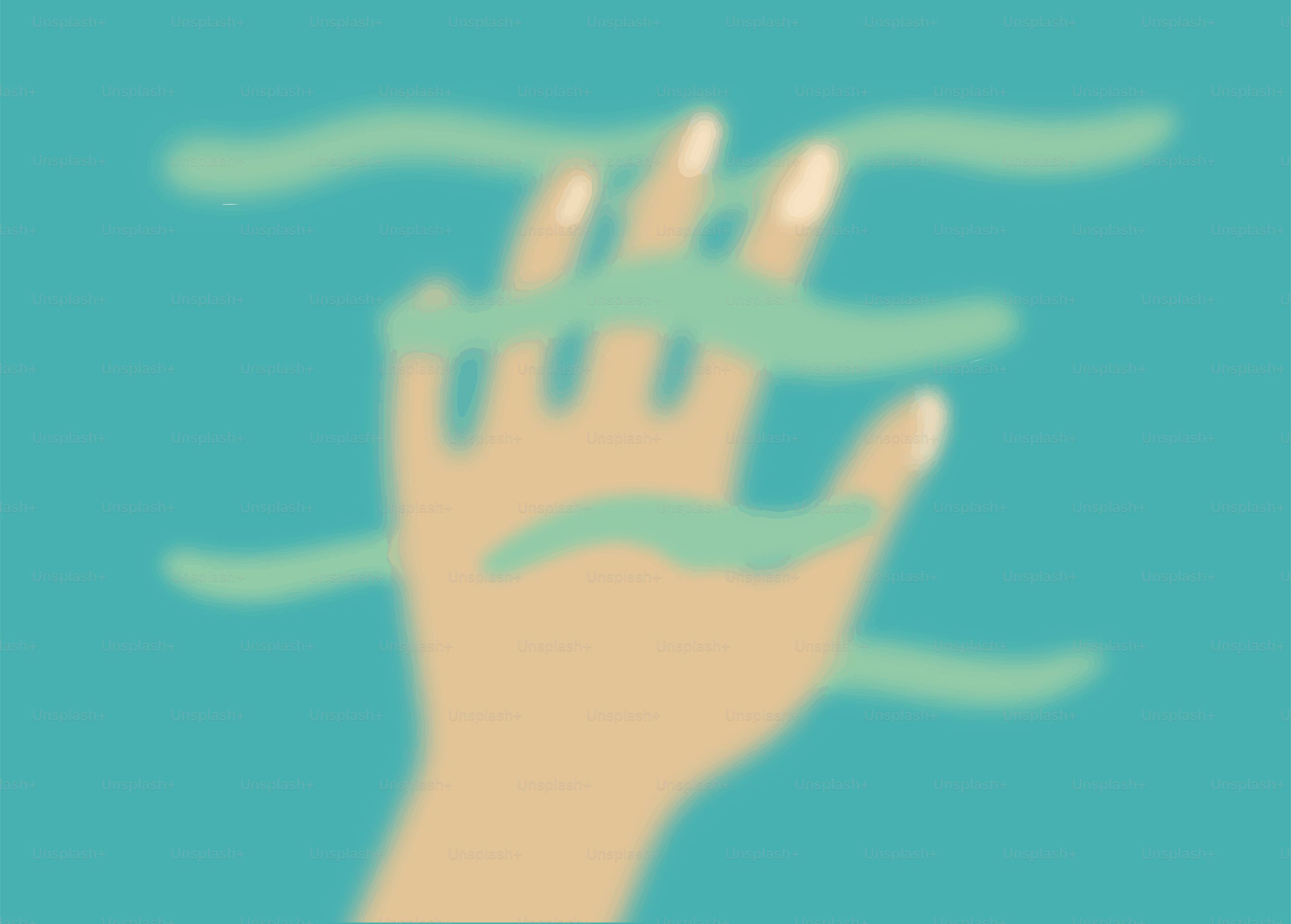 A hand reaches through the waves.