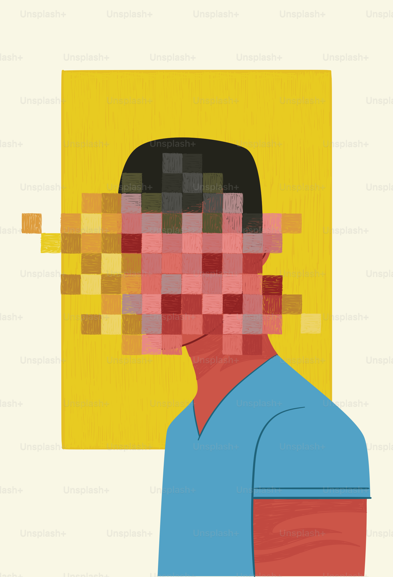 A pixelated man fades away.