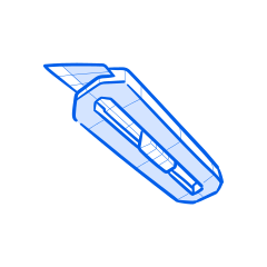 파란색 다용도 칼이 사진에 나와 있습니다.