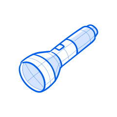 Una linterna azul y blanca.