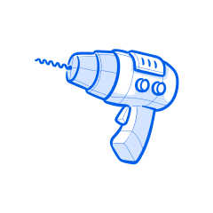 Una ilustración de un taladro azul.