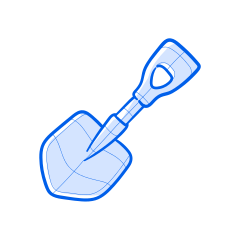A blue shovel is depicted on a white background. vector – Construction  Image on Unsplash, image size:3000x3000