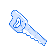 A hand saw illustration against a white background.