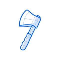 An axe, drawn with blue lines.