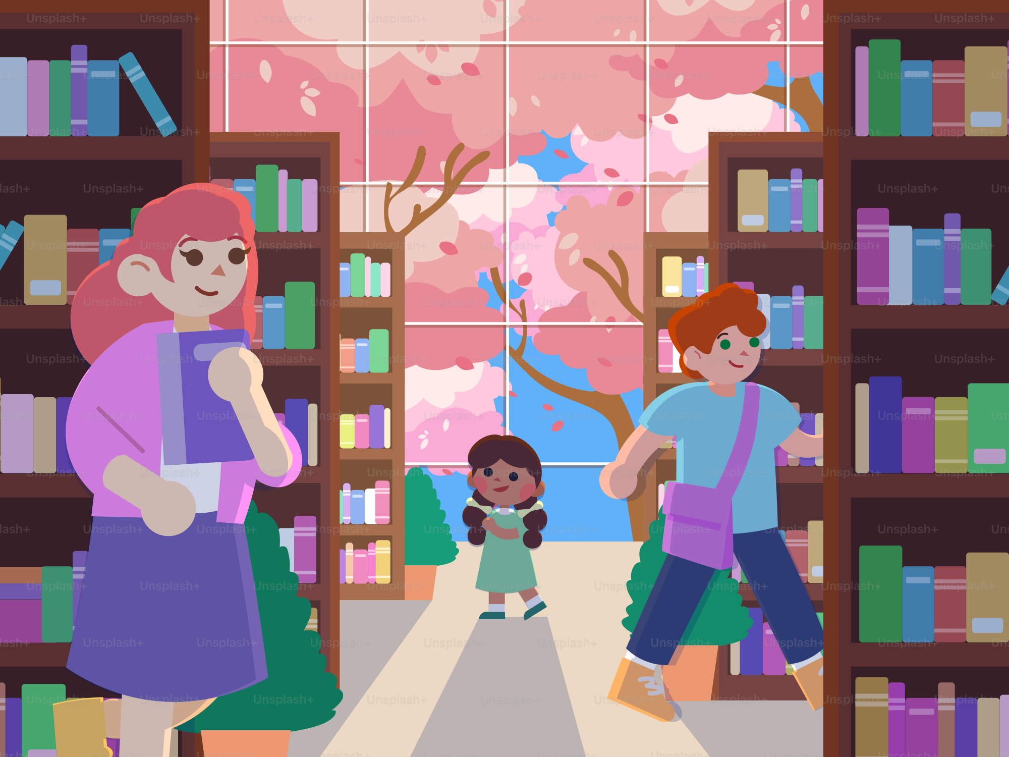 People enjoy reading in a lovely library.