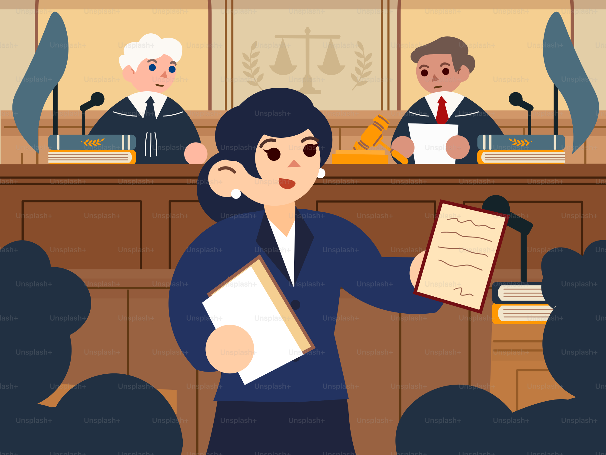 A lawyer presents evidence in the courtroom.