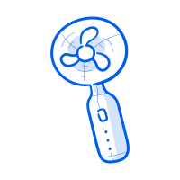 Here is a caption for the image: a hand-held fan.