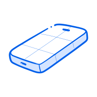 A smartphone is depicted in a simple, outlined drawing.