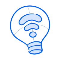 Wifi symbol inside of a lightbulb.