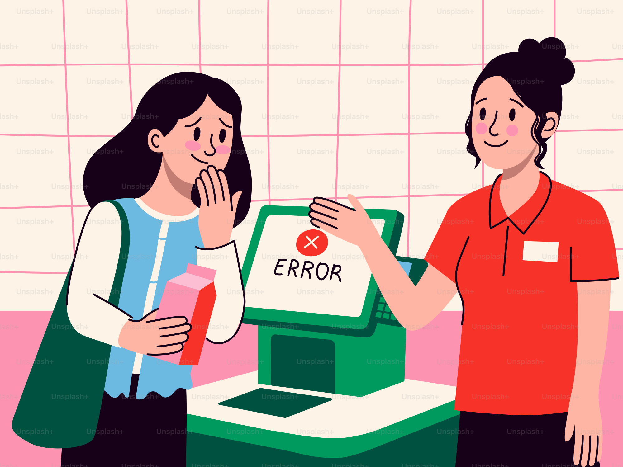 There's an error with the cash register at the checkout.