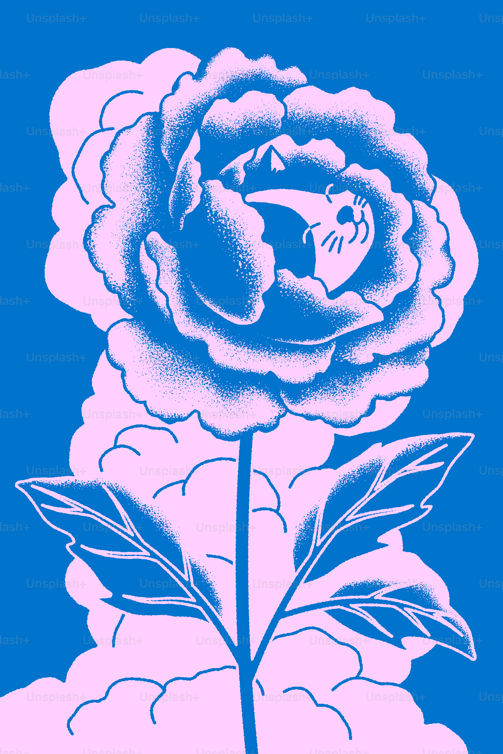 Un chat est à l’intérieur d’une belle fleur.
