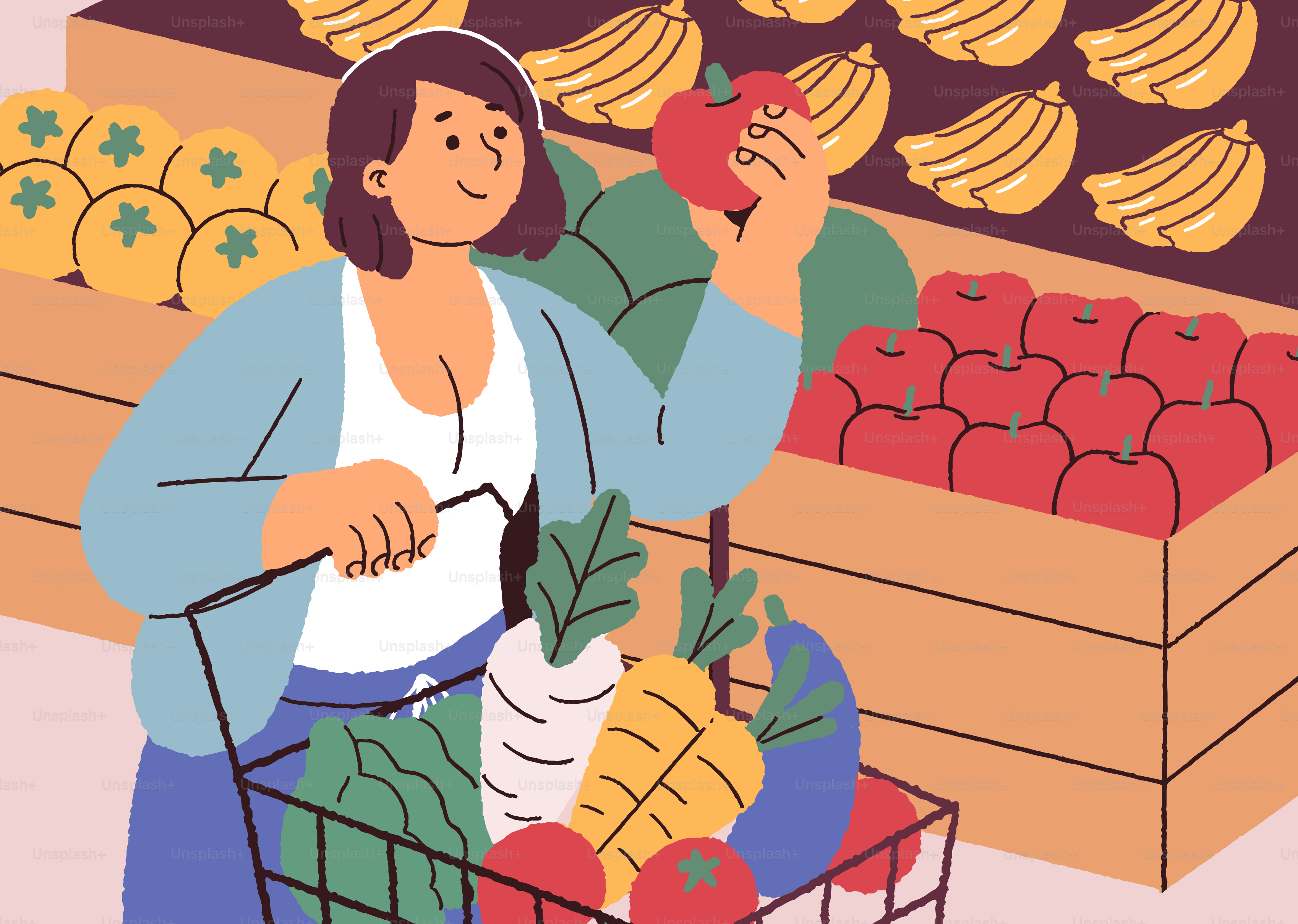 Woman shopping for groceries in a supermarket.