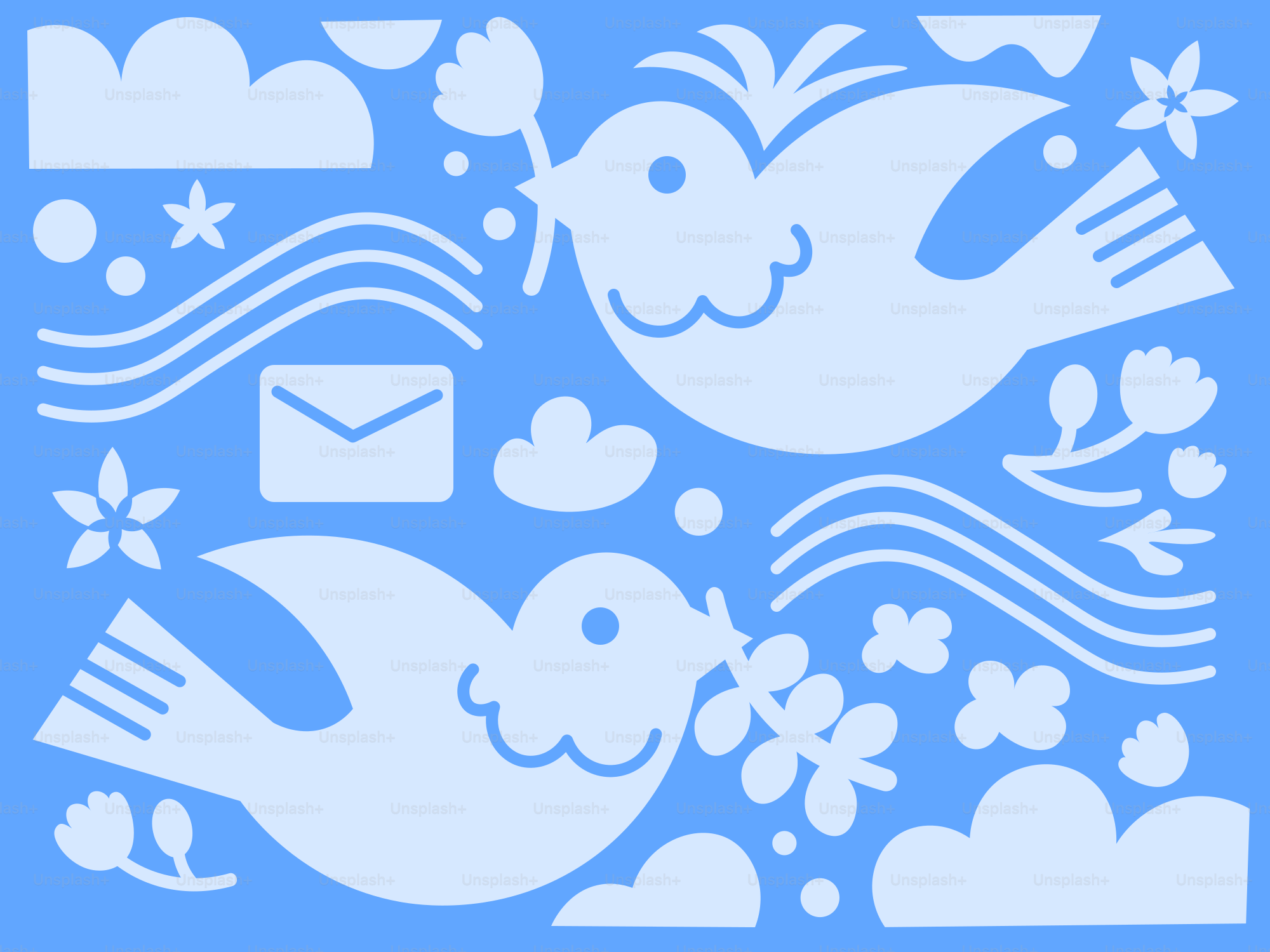 Two doves flying, holding branches.