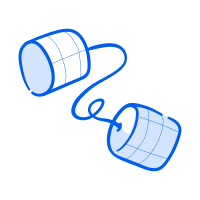 Two cups connected by a string, for communication.