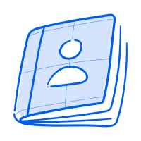 A contact book icon, ready for address entries.