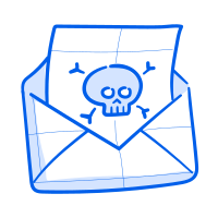 Eine gefährliche E-Mail mit Totenkopf und gekreuzten Knochen.