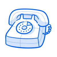 A blue, cartoon rotary phone.