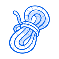 A coiled rope tied in a decorative knot.