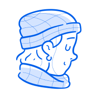 Une personne portant un chapeau et un foulard.