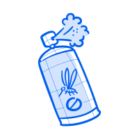 Mosquito repellent spray is being used.