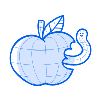 An apple with a worm.