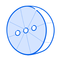 A blue wheel with holes is shown.