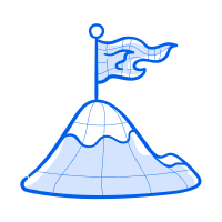 A flag on top of the mountain represents success.