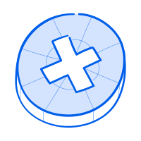 Un círculo azul con un signo más blanco.