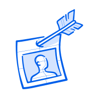 Targeted portrait is pierced by an arrow.