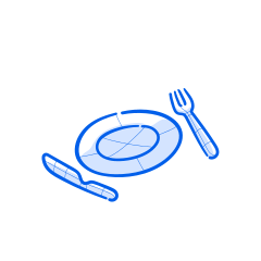 Teller, Gabel und Messer, bereit für eine Mahlzeit.