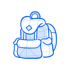 Hier ist eine mögliche Bildunterschrift: Ein blau-weißer Rucksack wird gezeigt.
