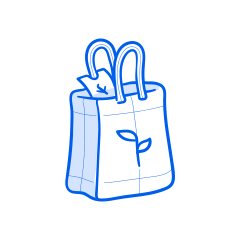 Here's a caption: a reusable shopping bag with a plant design.