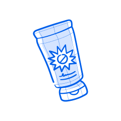 Ilustração do tubo de protetor solar com um símbolo de sol