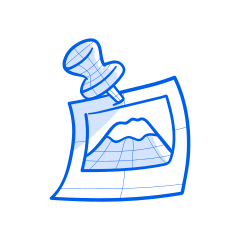 A picture is pinned with a pushpin.