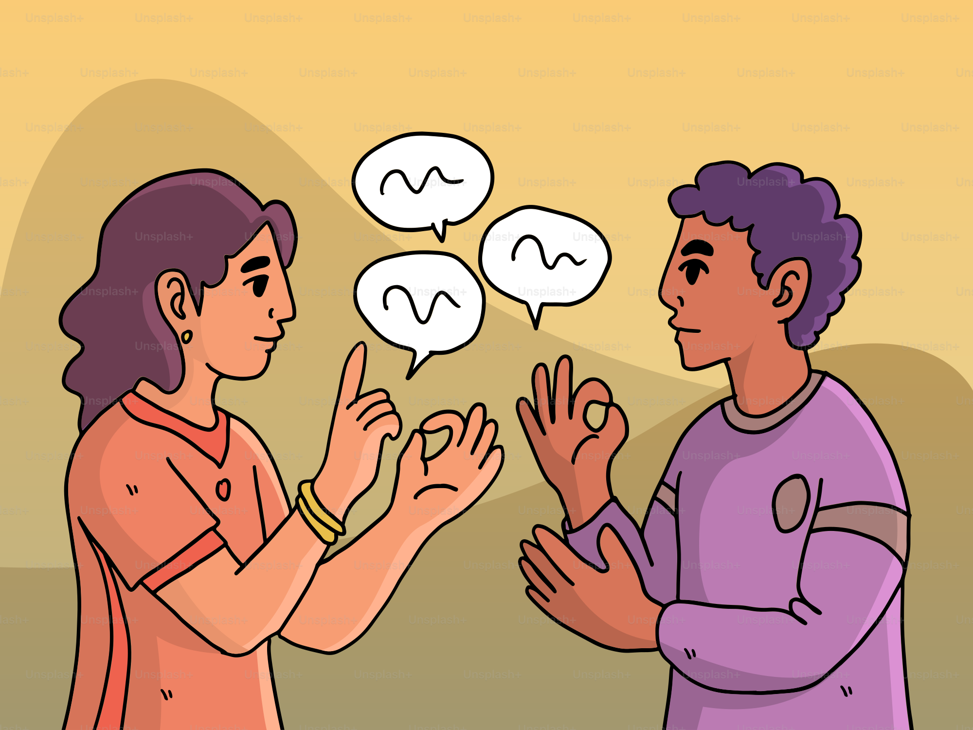 두 사람이 대화를 나누고 있습니다.