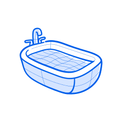 A bathtub filled with water.