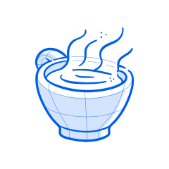 A steaming cup of something hot.