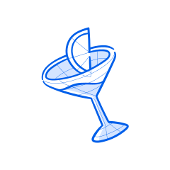 A cocktail with a lemon slice.