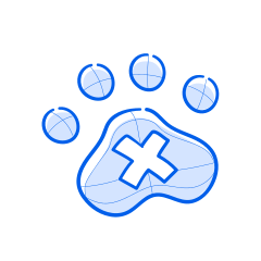 Pet paw print with medical cross.