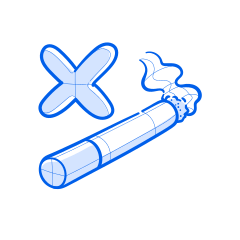 Smoking is bad and crossed out.