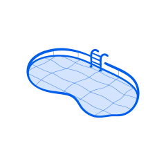 An empty pool with ladder.