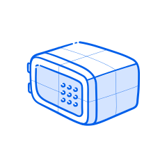 A cartoon safe with a number pad.