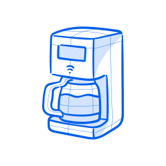 A cartoon of a coffee maker.