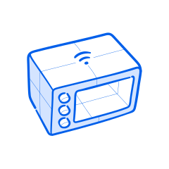 Um micro-ondas azul inteligente com wi-fi