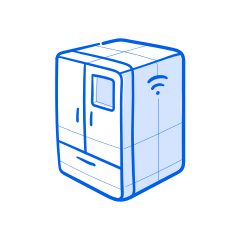 Um ícone de geladeira inteligente com sinal wi-fi.