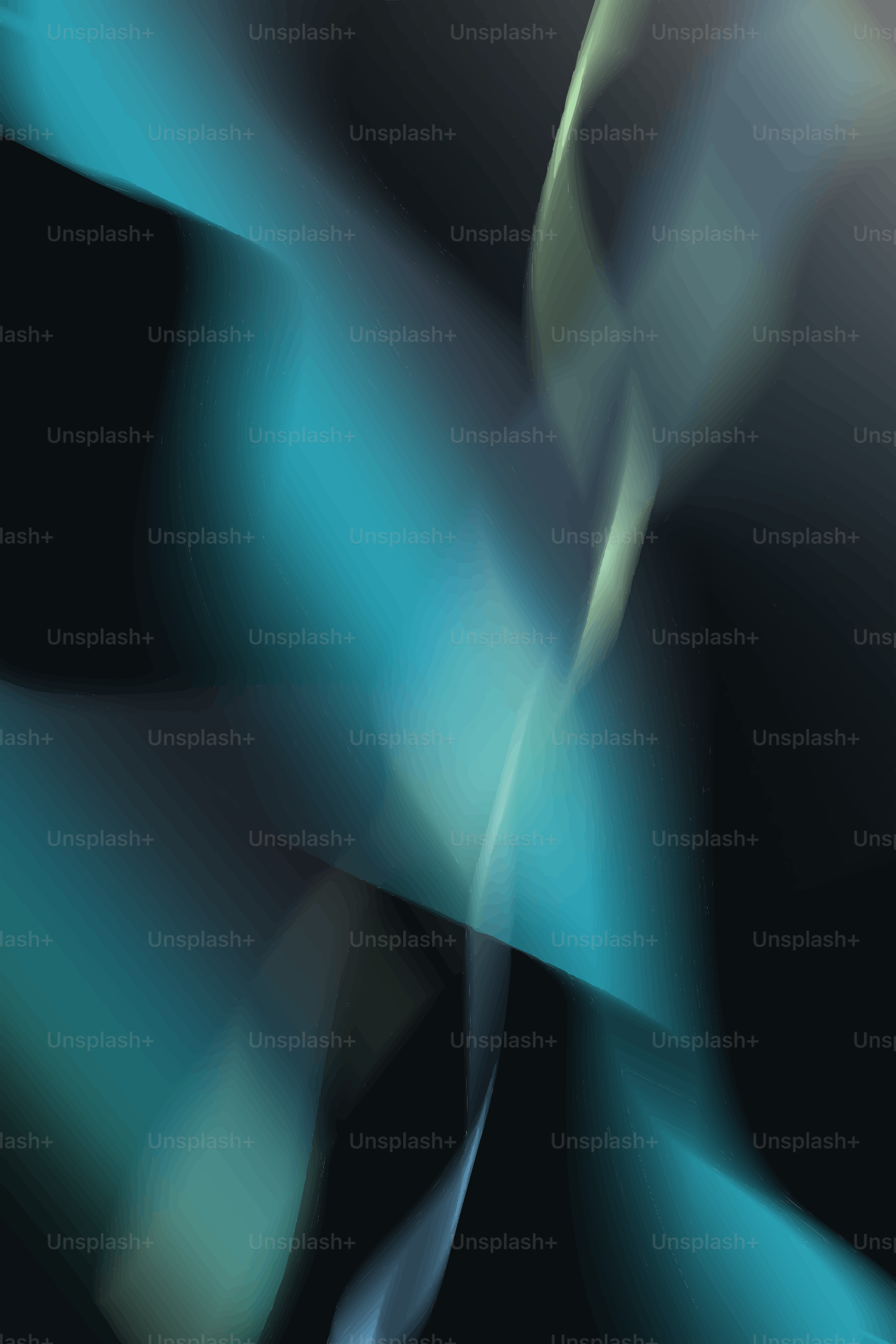 Abstract blue ribbons float against a dark background.